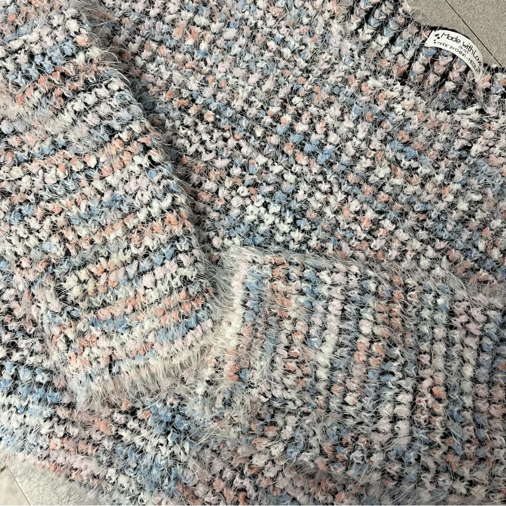 Made With Love Multi Color Fuzzy Sweater Sz M - Picture 4 of 5
